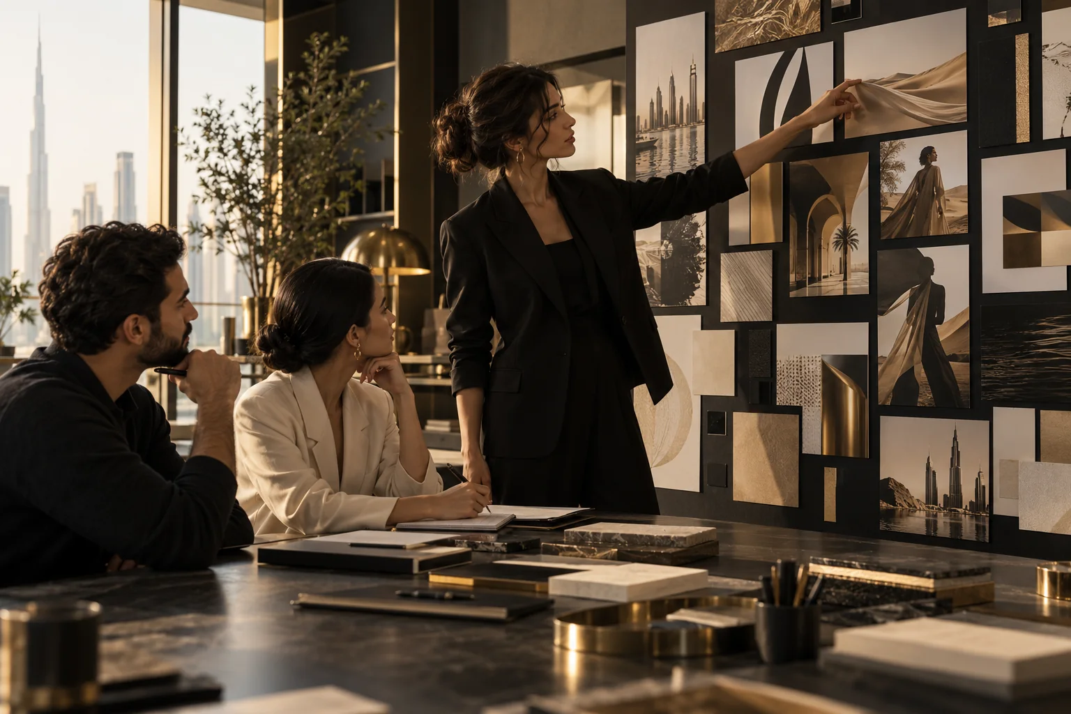 Illustrative creative team developing a brand strategy in a Dubai studio